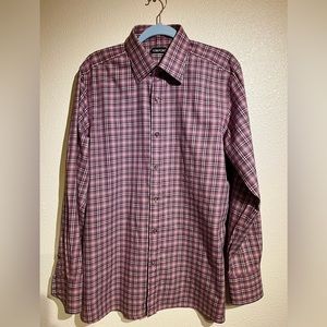 Tom Ford Cotton Button-up Long Sleeve Purple Plaid Shirt 42 16 1/2
